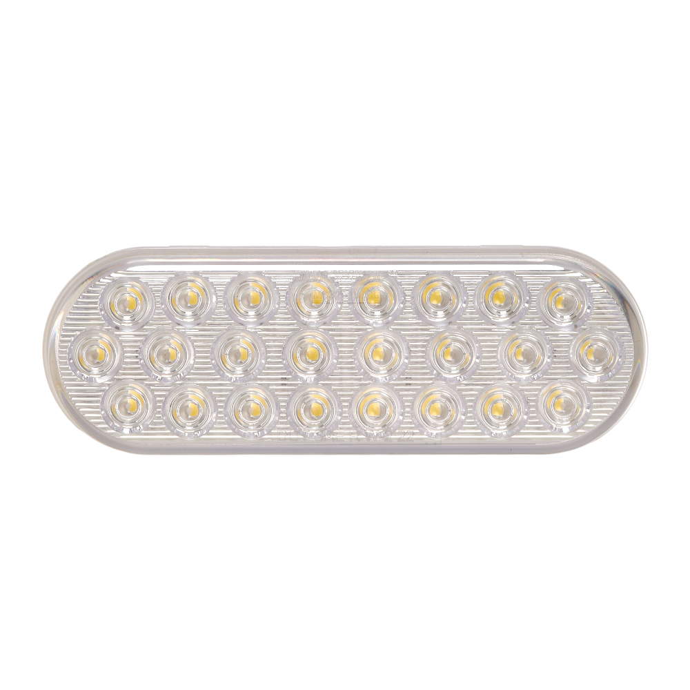 6” Oval White Programmable Flashing LED Warning & Back-Up